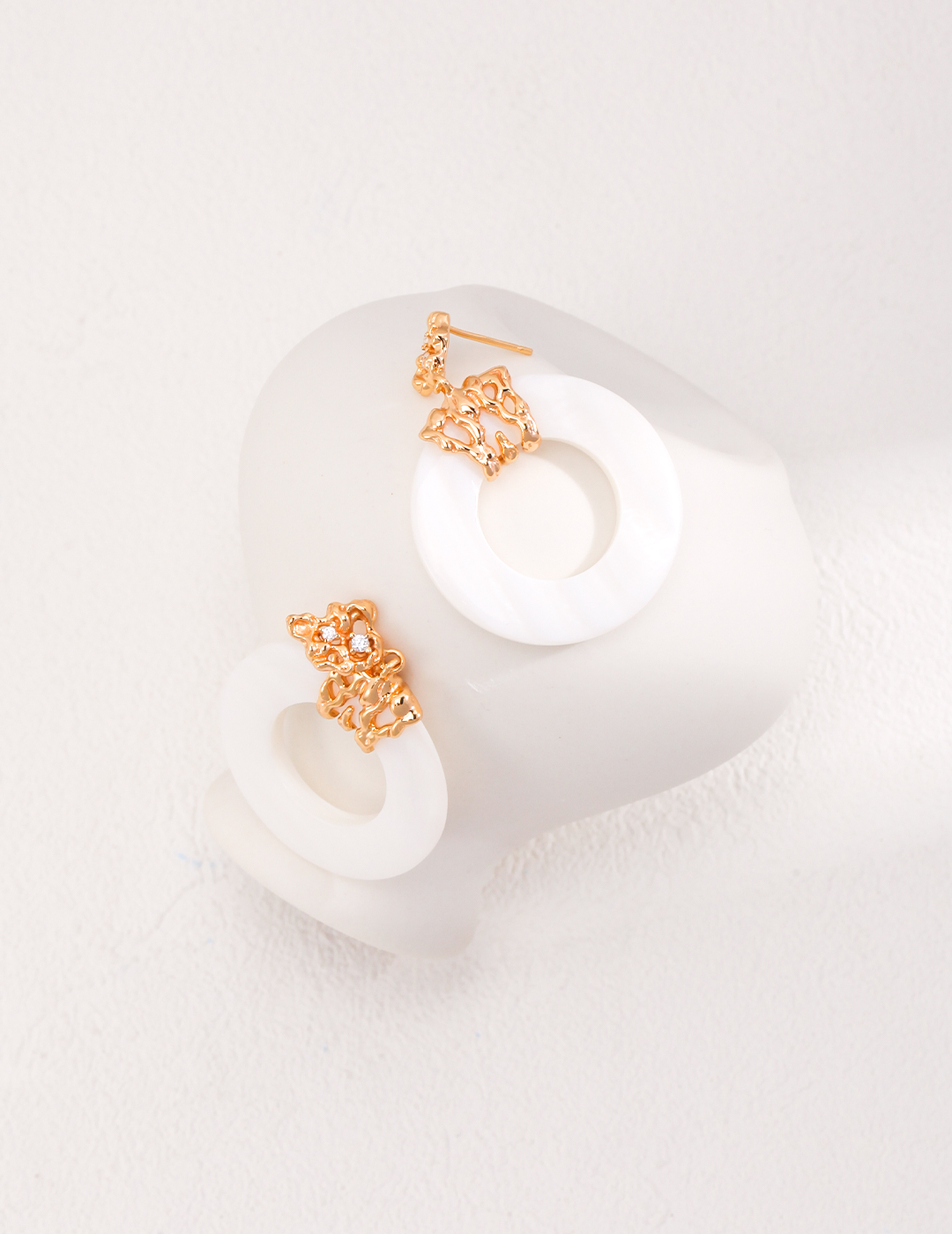 Q.U.E.E.N. Gold Hoop Earrings | 18K Gold Vermeil Earrings with Shell Hoops