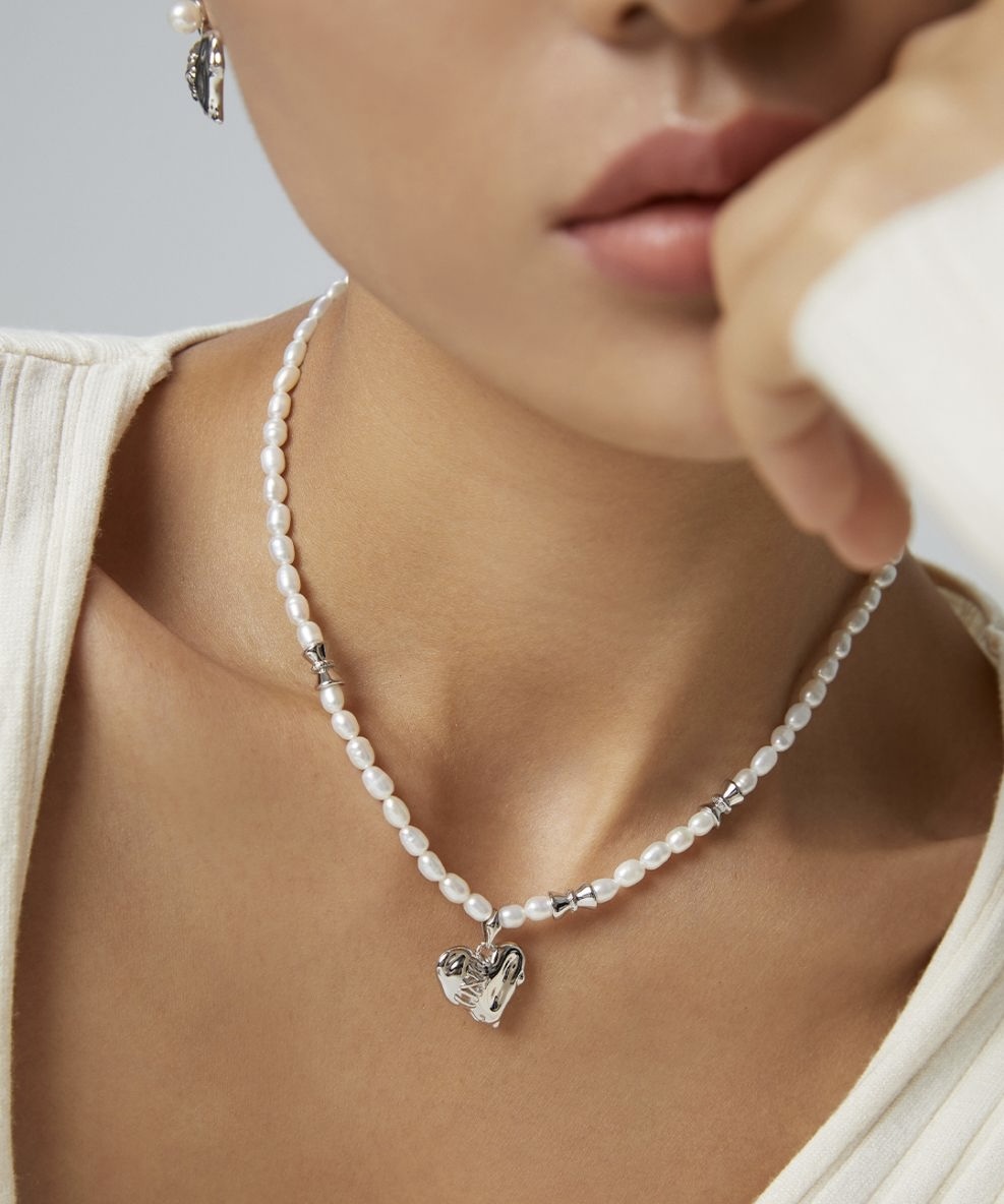 Fixed Heart Pearl Necklace (Necklace Only)