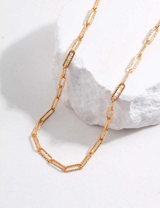 Paperclip Gold Chain Necklace 4.0mm