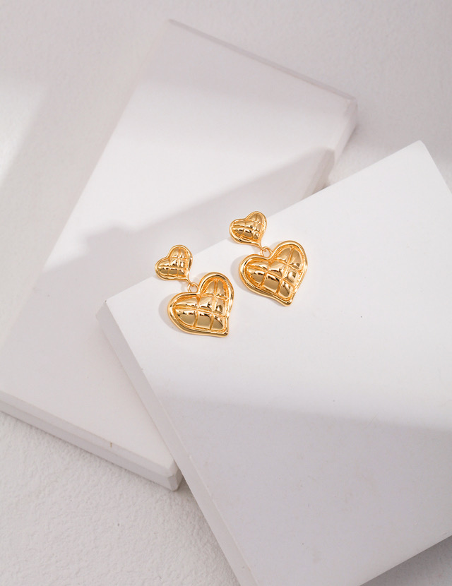 Couple Heart Earrings | 18K Gold Vermeil Double Hearts Earrings