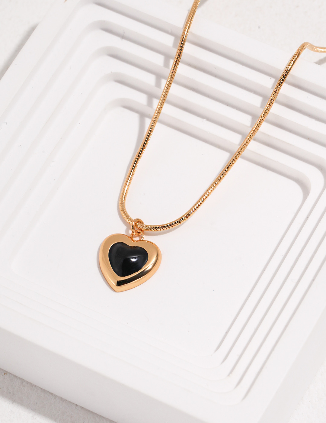 18K Gold Vermeil Necklace with Black Drip Glaze